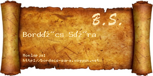 Bordács Sára névjegykártya
