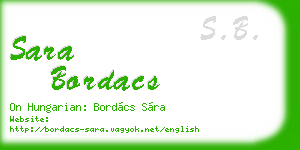 sara bordacs business card