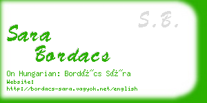 sara bordacs business card